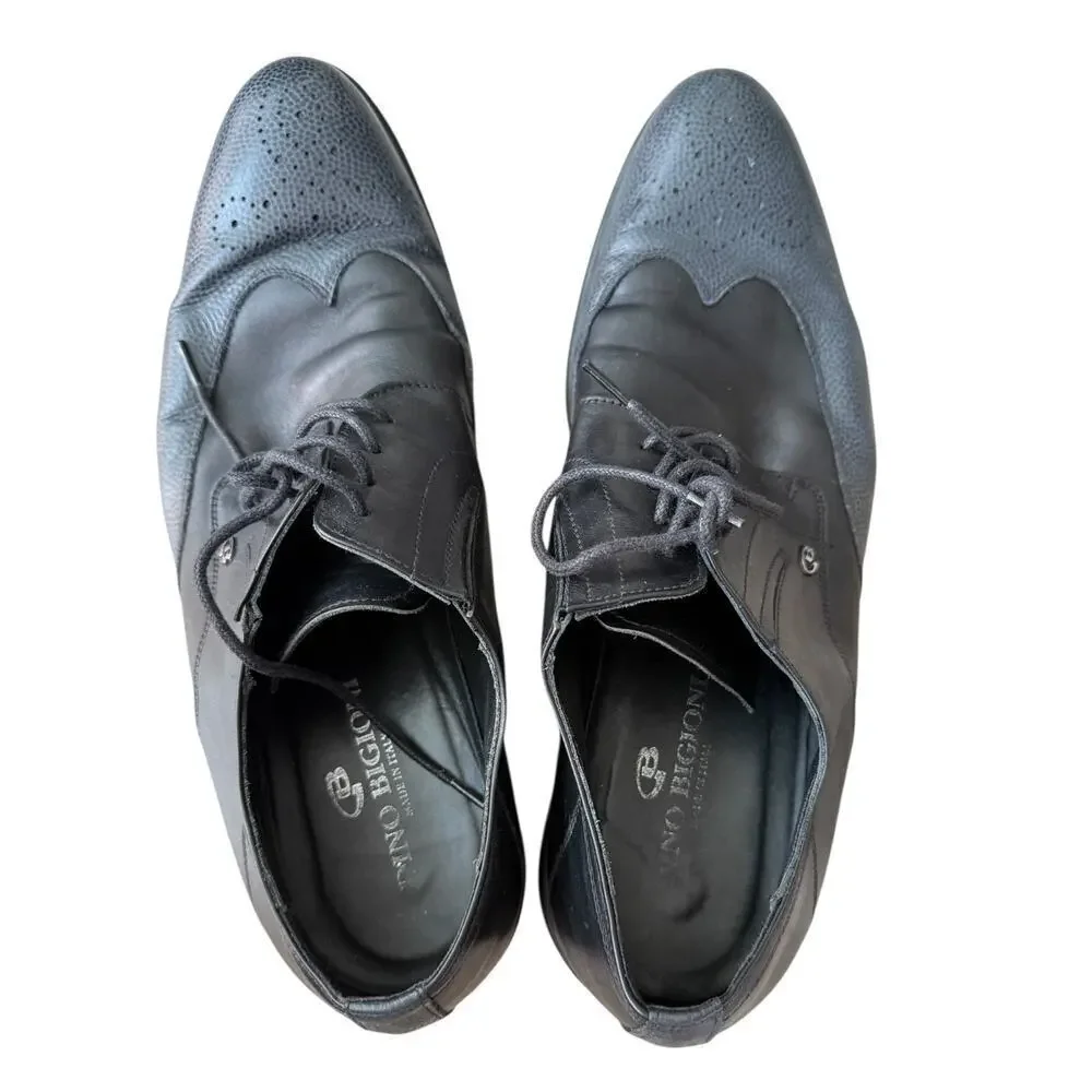DINO BIGIONI Men’s Black Leather Oxford Shoes sz 42